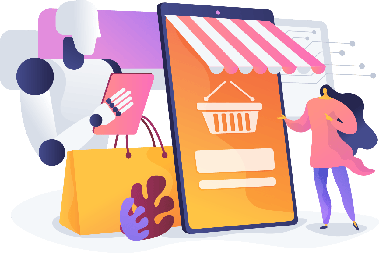Misterio guiding a shopper to checkout